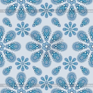 Seamless blue background with abstract flowers - vector clipart / vector image