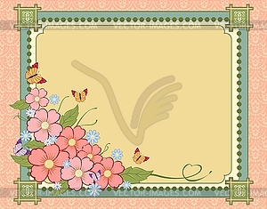 Elegant vintage background with flowers and place for y - vector clip art