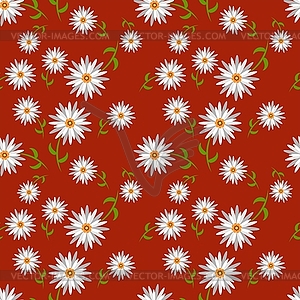 Beautiful seamless background with daisies - color vector clipart