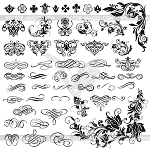 Vector set of calligraphic elements for design - vector image