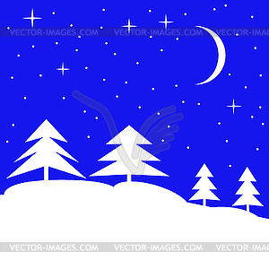 Winter forest landscape. Vector illustration. - vector clipart