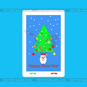 Happy New Year - congratulations on your mobile phone. - vector clip art
