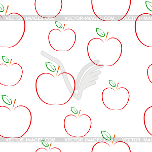 Pattern with apples on a white background. - vector clipart