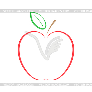 Red apple on a white background. Vector illustration. - vector clipart