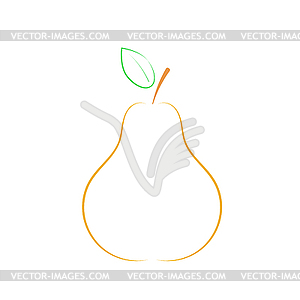 Pear with green leaf on a white background - vector clip art