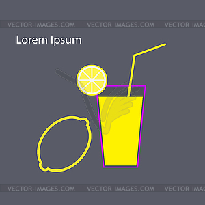 Lemon and glass of juice. - vector image