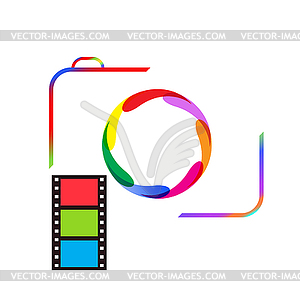 Abstract colorful camera on a white background. - vector clipart