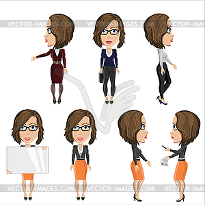 Girl with glasses at work - vector EPS clipart