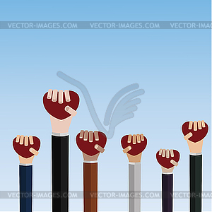 Hands holding heart - color vector clipart