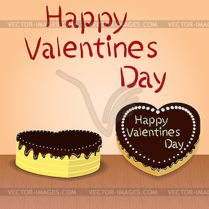 Heart-shaped cake - vector clip art