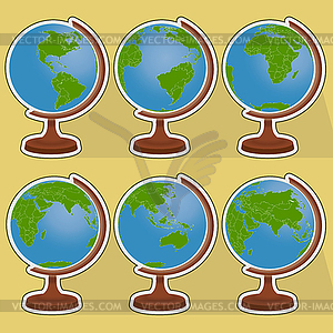 Six globes - vector clip art