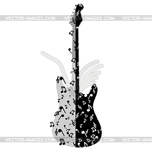 Guitar with notes - vector clipart