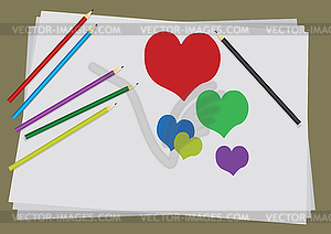 Hearts on sheet - vector image