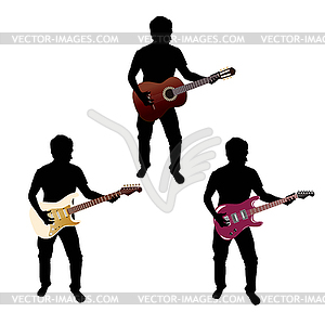 Silhouette + guitar - vector clipart