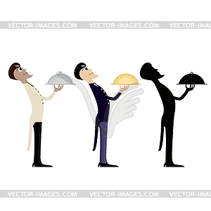 Three waiters - vector image