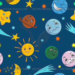 Planet and Stars - vector image