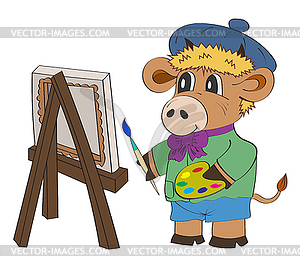 Cheerful painter - vector clipart