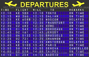 Departures board - vector clip art