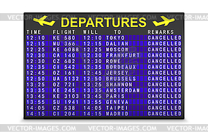 Board with canceled flights - vector image