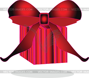 Red gift box with gradient ribbon/ - vector EPS clipart