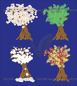 Four Seasons Trees Background - vector image