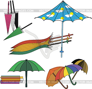 Set of different umbrellas - vector image