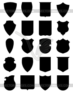 Heraldic shields - white & black vector clipart