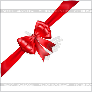 Red bow with diagonally ribbon - vector clip art