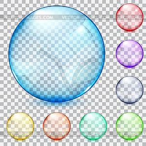 Multicolored transparent glass spheres - vector image