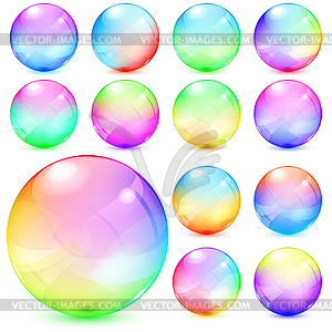 Красочные непрозрачные стеклянные сферы - векторная графика