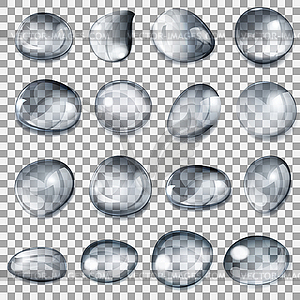 Transparent gray drops - vector image