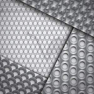 Set of several seamless carbon fiber patterns - vector image