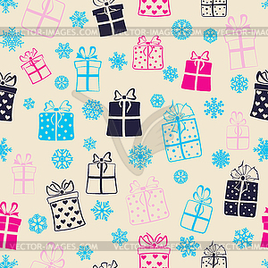 Seamless pattern of gift boxes - vector clipart