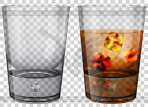 Whiskey glass with ice cubes - royalty-free vector image