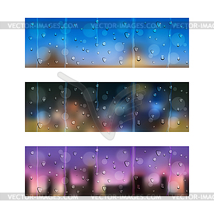 Drops on window glass. Seamless banners - royalty-free vector image