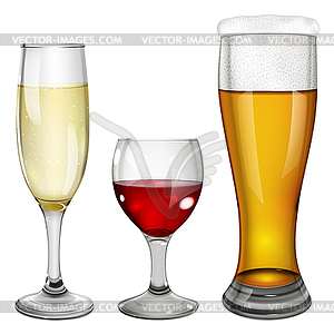 Glasses with drinks - vector image