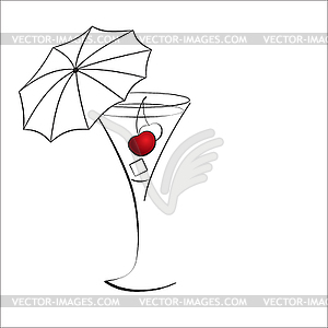 Cocktail with cherry - vector image