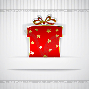 Gift box cut of paper - color vector clipart