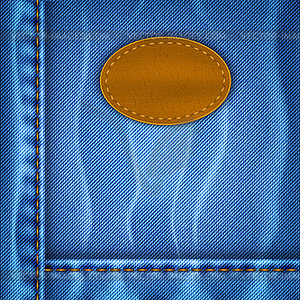 Jeans background with leather label - vector clip art