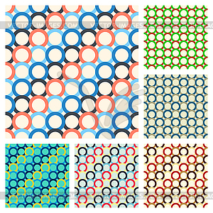 Seamless patterns, consisting of multicolored rings - vector EPS clipart