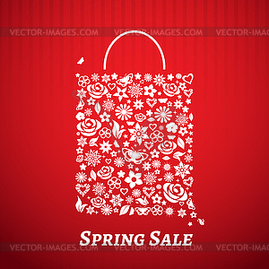 Shopping bag for Spring Sale - vector image