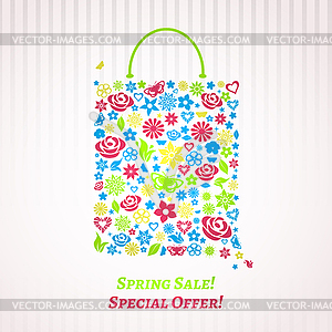 Shopping bag for Spring Sale - stock vector clipart