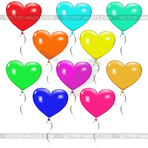 Set of colorful balloons in form of heart - vector clip art