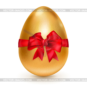 Золотое яйцо с красным бантом - векторизованный клипарт