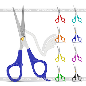 Set of scissors with colored handles - vector clipart / vector image