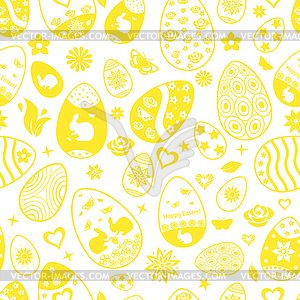 Seamless pattern of Easter eggs, yellow - vector clipart