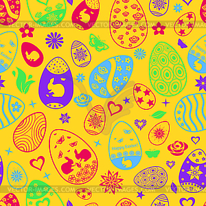 Бесшовные пасхальные яйца, разноцветные на - графика в векторе