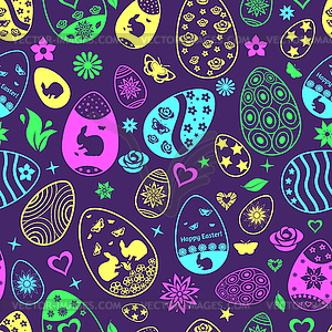 Seamless pattern of Easter eggs, multicolored on - vector image