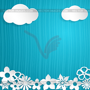 Background with paper flowers - vector image