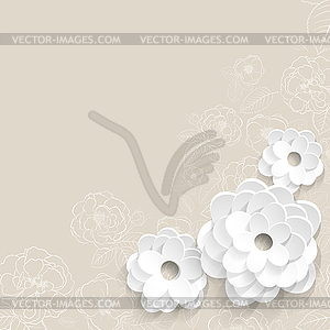 Background with paper flowers - color vector clipart